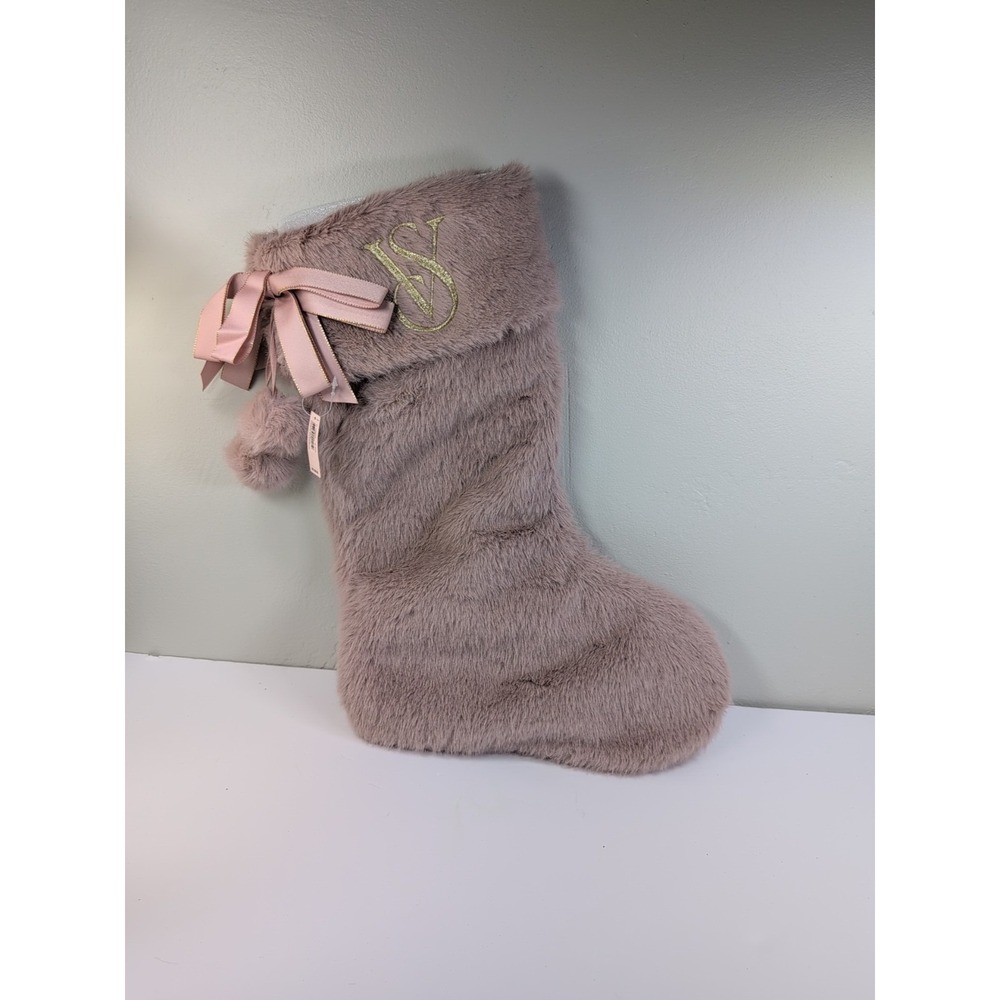 Victoria's Secret‎ Mauve Pink Faux Fur Christmas Stocking New